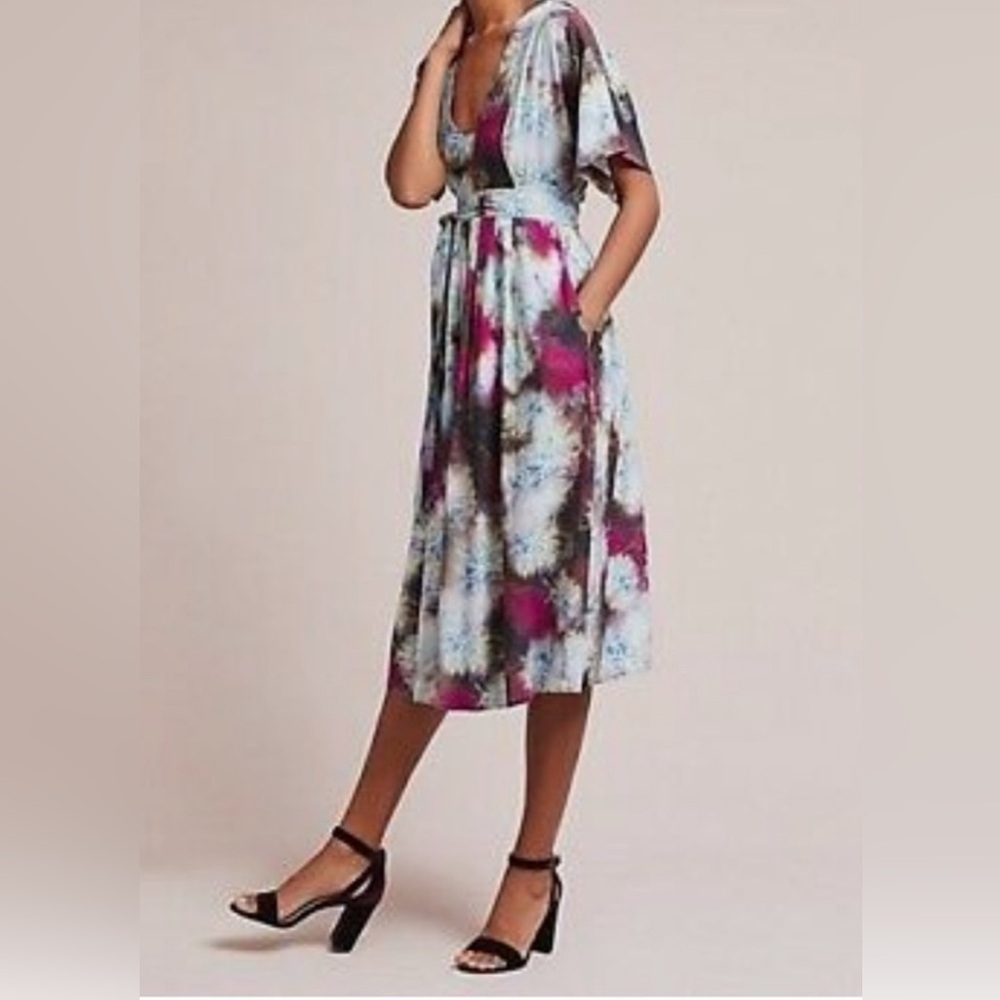Anthropologie The Odells Monroe Wrap Dress Colorful Whimsical dress sz MP